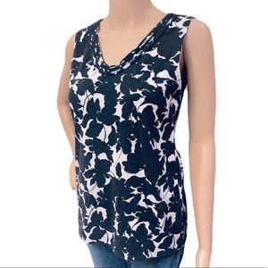 Loft Black and White Floral Tank